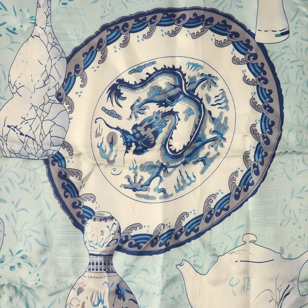 Blue and White Print Scarf